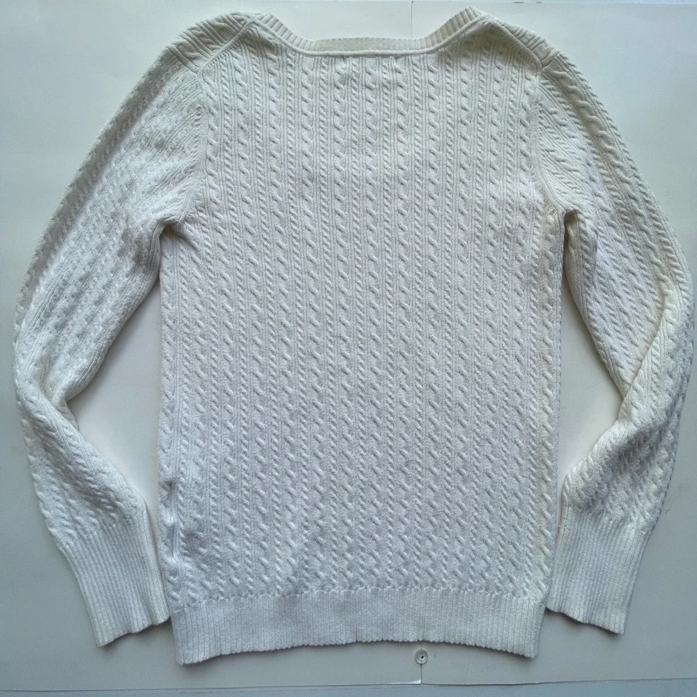 VTG Y2K Old Navy Womens Cable Knit Cotton Sweater Large Preppy Academia Timeless
